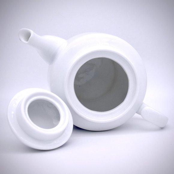 Misty Rose Vintage Koi Teapot Set of 4 Cups Super White China Cobalt Blue Teacup - Picture 6 of 11